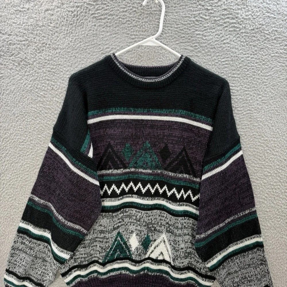Vintage Sir William Sweater Adult XL Gray Geometric Grandpa Old‎ Money 90s Y2K